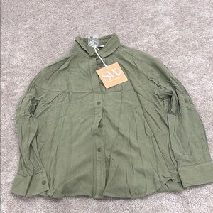 SLV Women's Green Button Down Shirt
